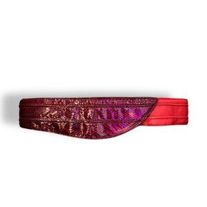 Vintage Liz Claiborne Wide Snakeskin Embossed Leather Belt S Hook Anchor Buckle